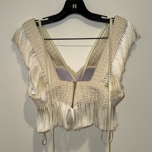 PatBO Samba Fringe Crop Top in off white - Picture 6 of 8